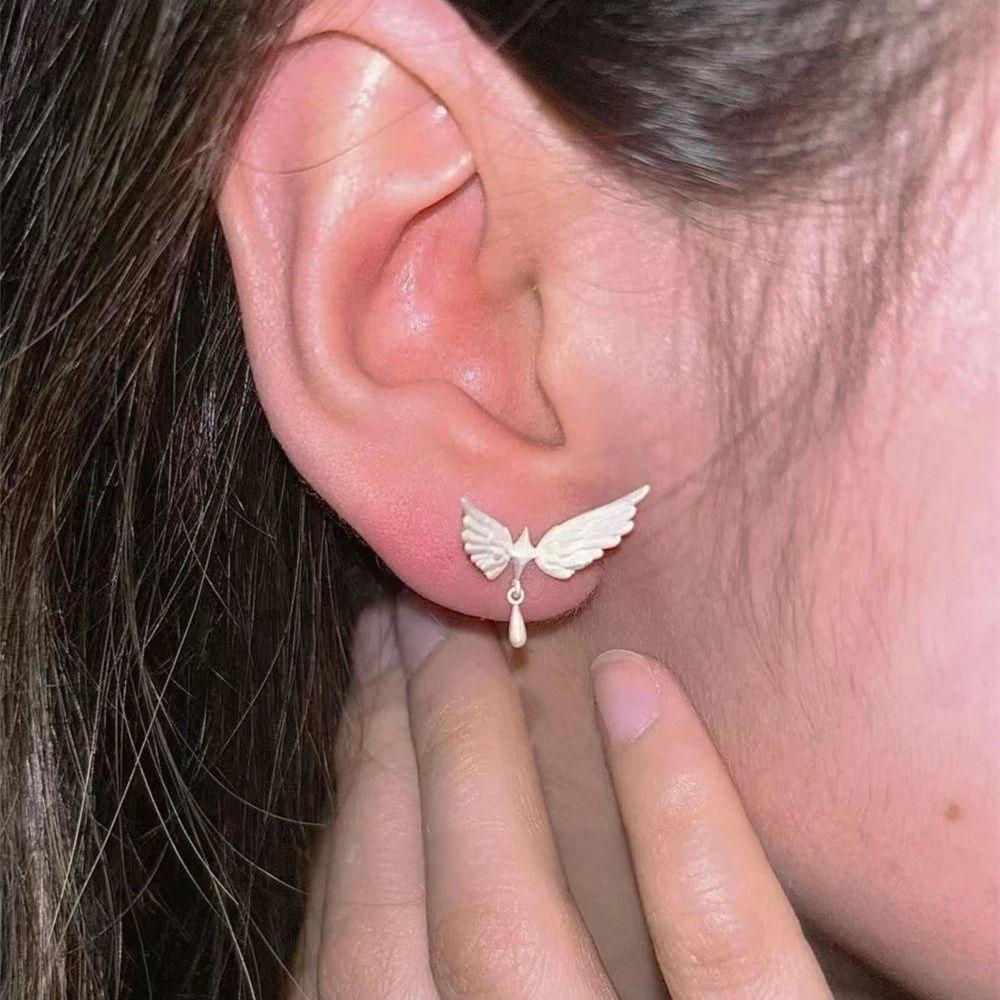 Wholesale Titanium Steel  Frosted Bird Stud Earrings