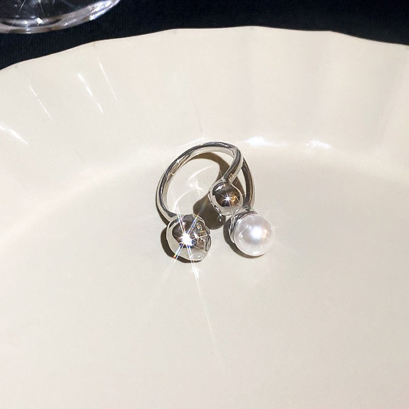 Wholesale Plated Fresh Water Pearl Zircon Butterfly Ring