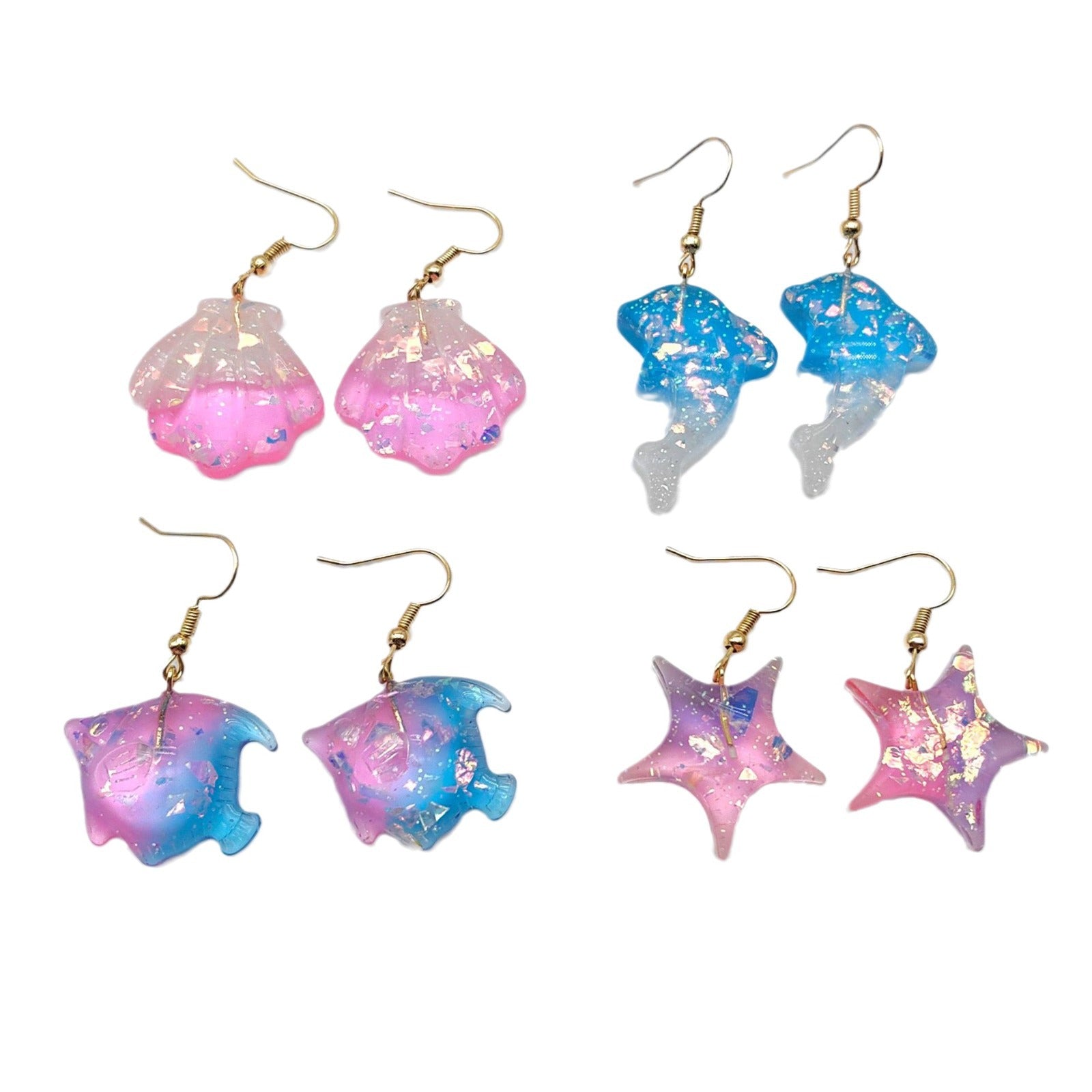 Wholesale Summer Resin Dolphin Fish Starfish Shell Earrings ACC-ES-Xizhao017