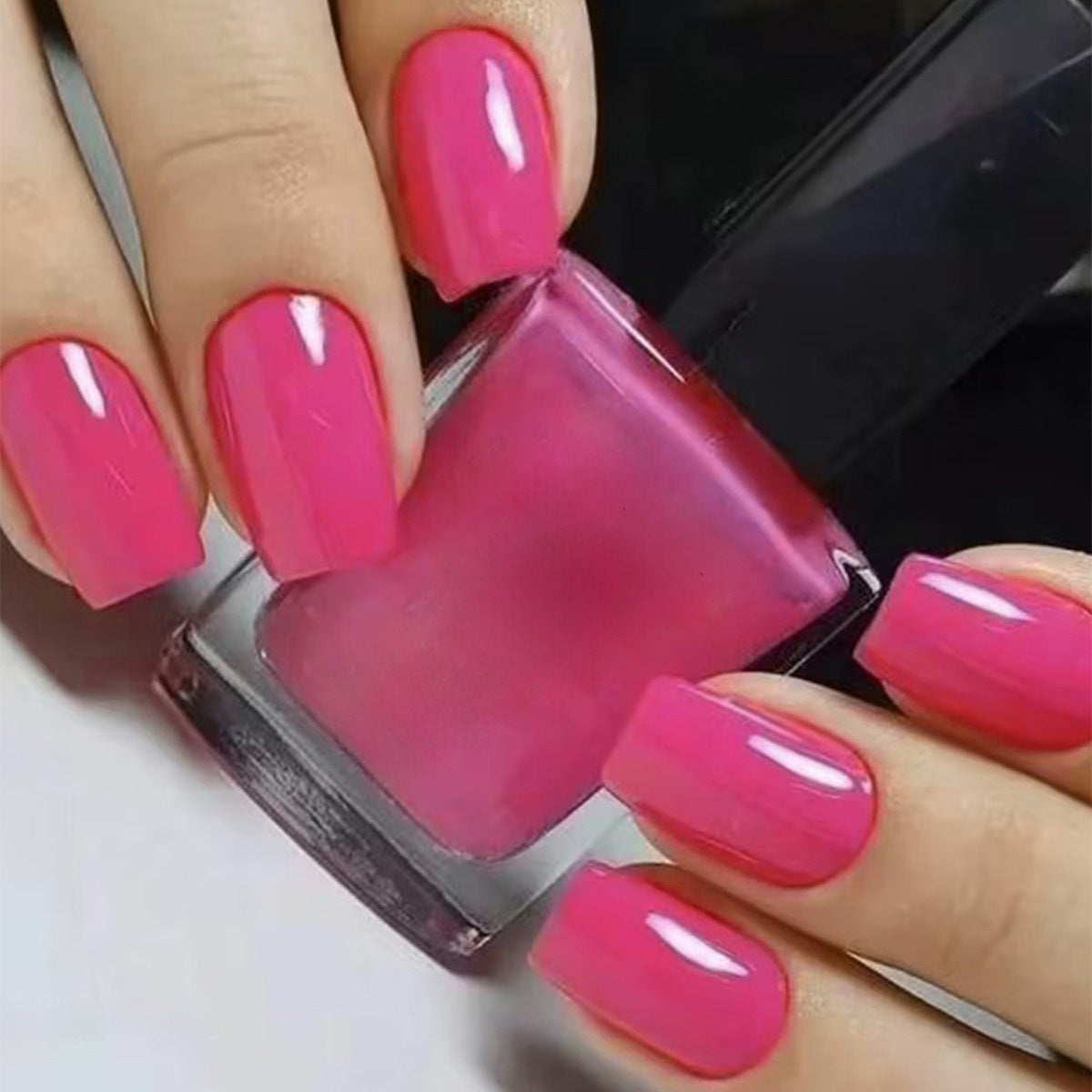 Wholesale 24pcs/box Glitter Nail Stickers Solid Color Rectangle Wearable Nail Press-On Nail Set ACC-NS-HaoYi029