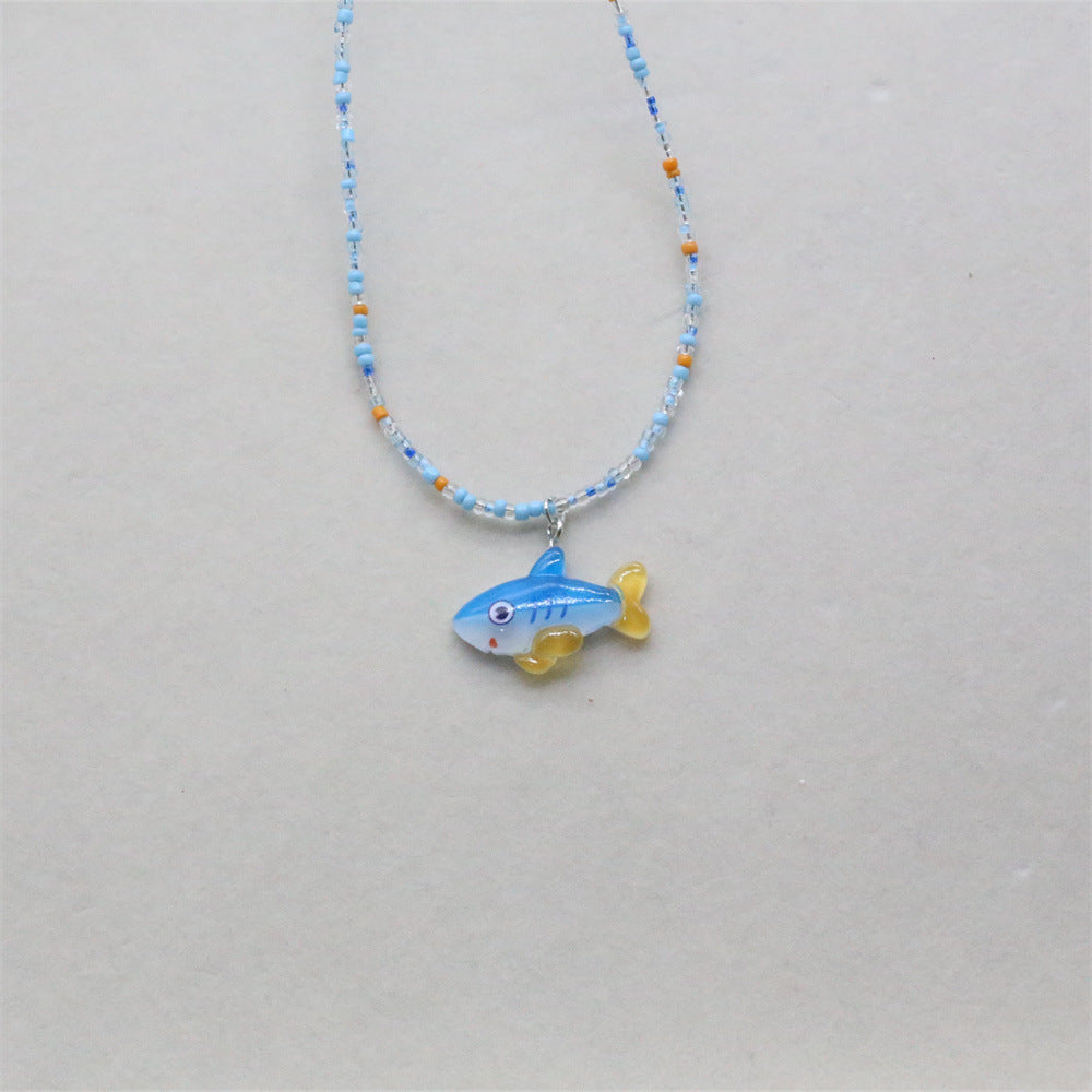 Wholesale Starfish Mermaid Octopus Pendant Rice Bead Necklace
