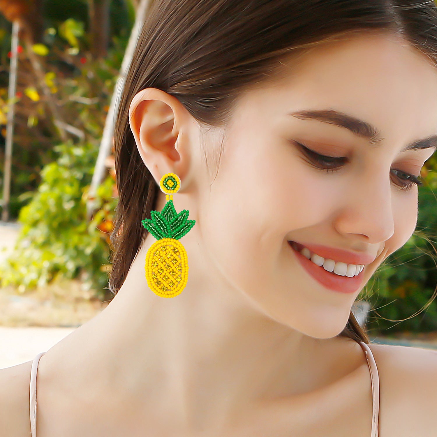 Wholesale Bohemian Handmade Beaded Pineapple Fruit Earrings