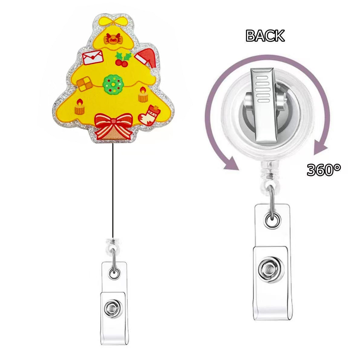 Wholesale Christmas tree bell badge name Badge Reels