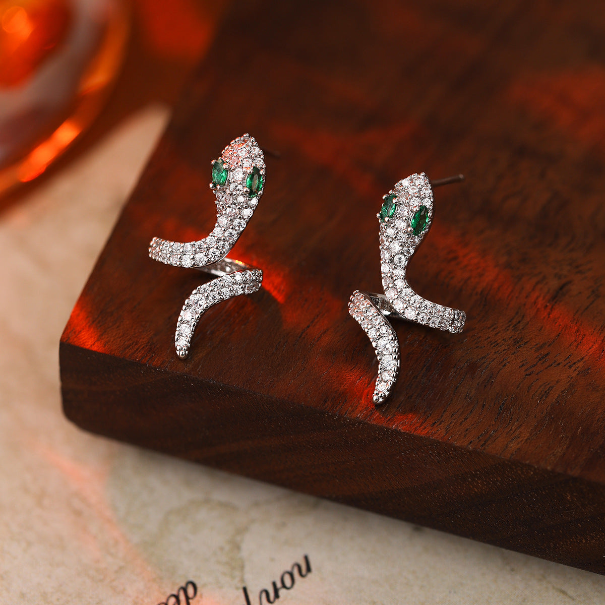 Wholesale 925 Silver Needle Snake Light Luxury Personalized Fashion Earrings
