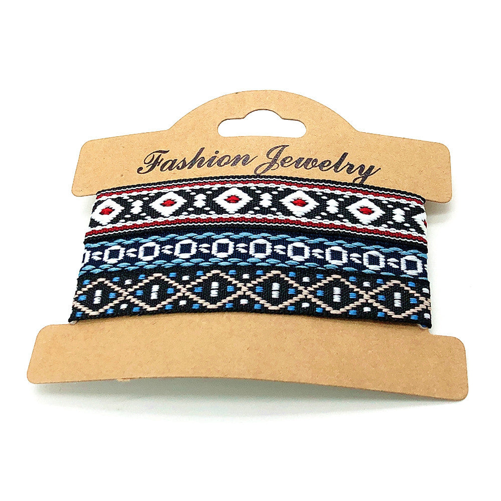 Wholesale 3 Pcs Set Hot Sale Retro Ethnic Bohemian Hand Rope Nepal Colorful Woven Bracelet Jewelry