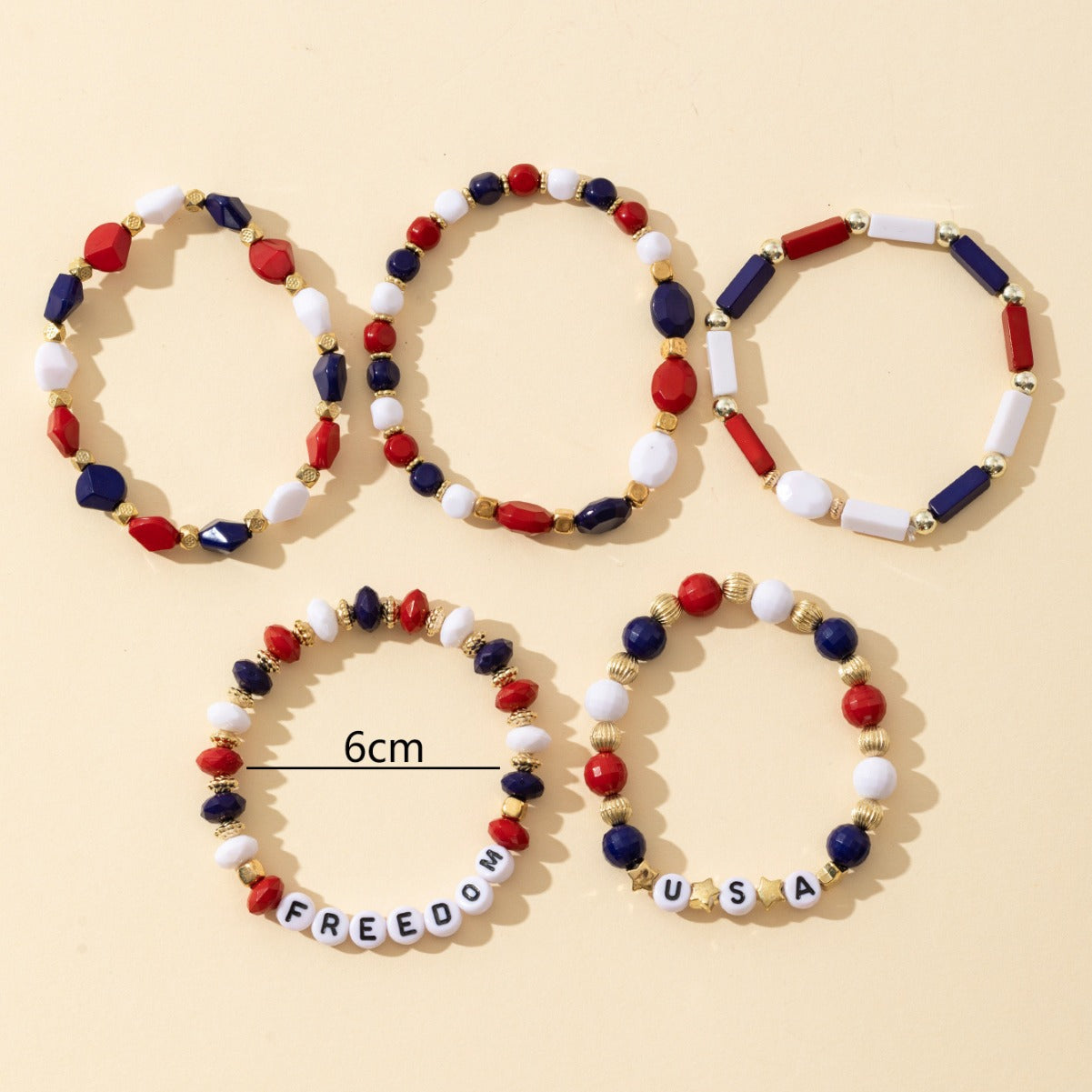 Wholesale American Flag Independence Day Multi-layer Elastic Letter Beaded Bracelet ACC-BT-Xunru002