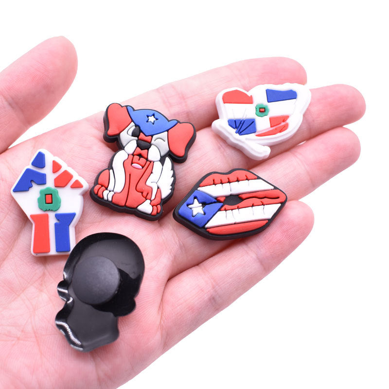 Wholesale Random 100pcs Puerto Rico PVC Soft Adhesive Hole Shoe Buckle DIY Decoration ACC-SC-RYY011