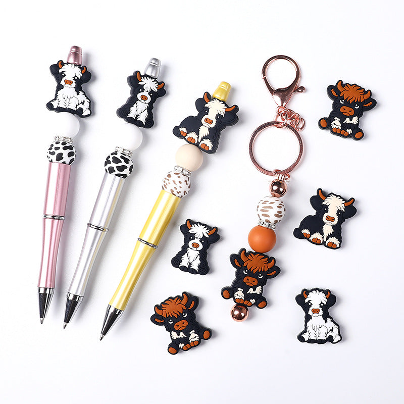 Wholesale 20pcs Animal Highland Cattle Focal Beads DIY Bead Accessories