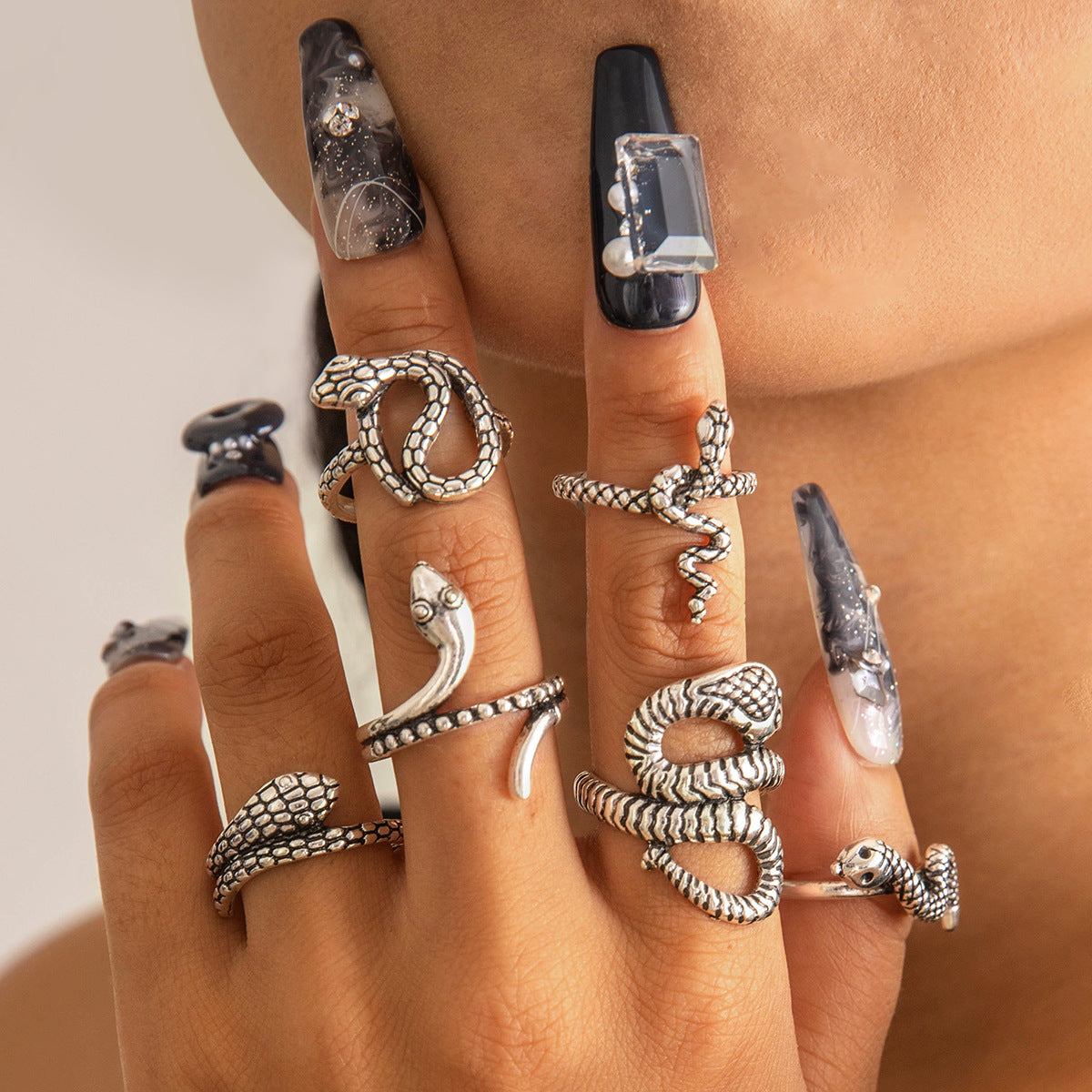 Wholesale  Personalized Snake Ring  Alloy Ring Six-piece Set