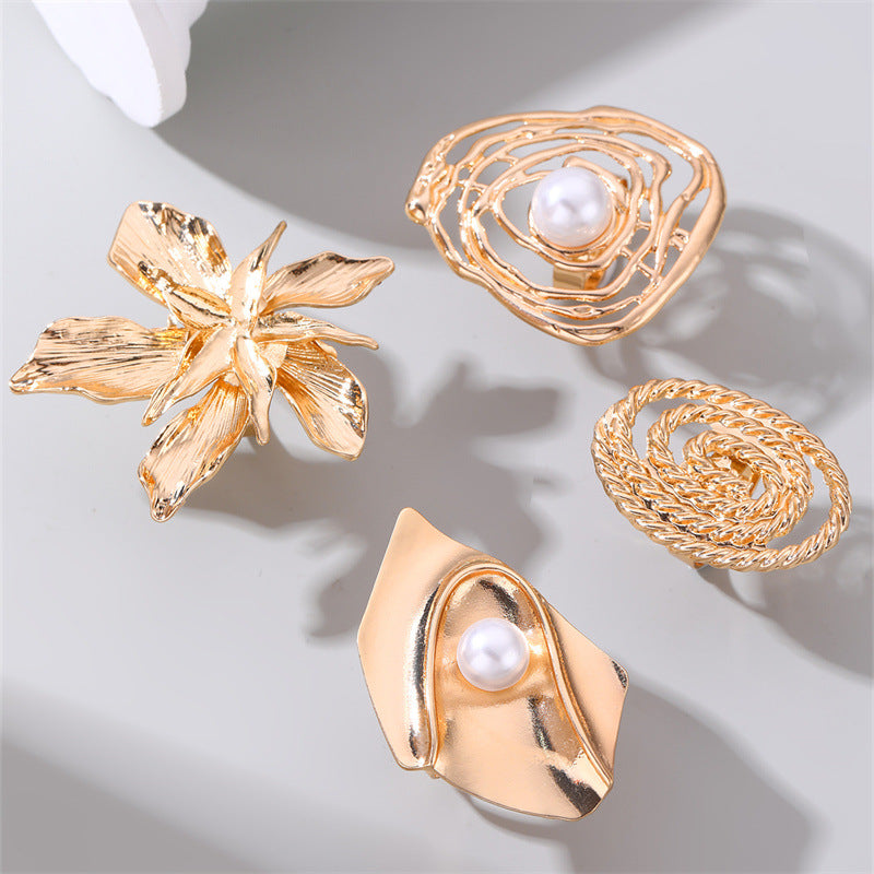 Wholesale Hollow Pearl Flower Rings