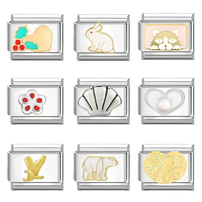 Wholesale Italian Charm Bracelet 9mm DIY Splicing Creative Pattern Stainless Steel Composable Bracelet