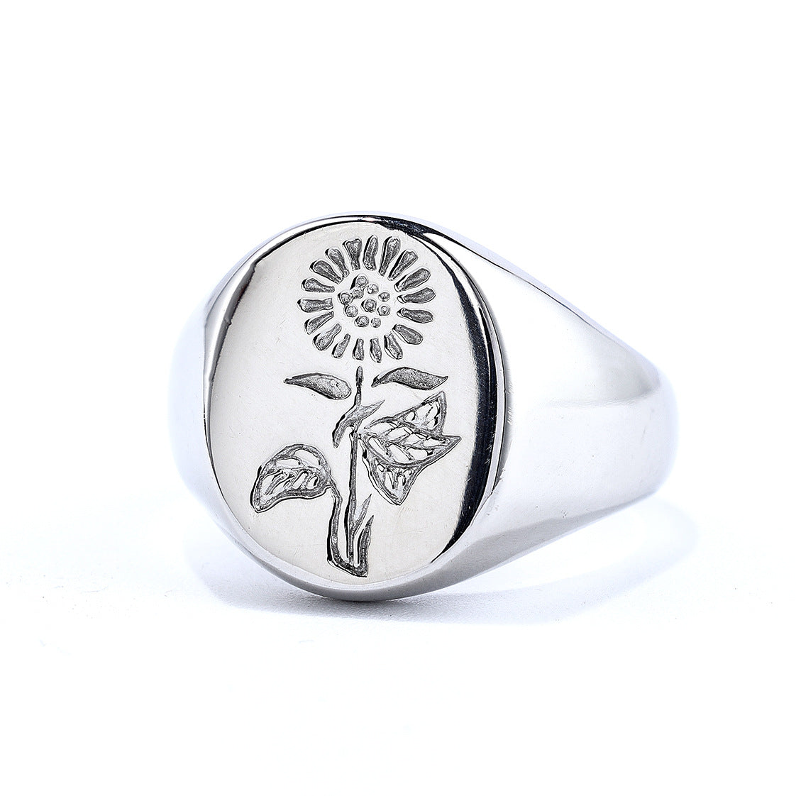 Wholesale Titanium Steel Sunflower Smooth Unisex Ring Stainless Steel ACC-RS-Moer002