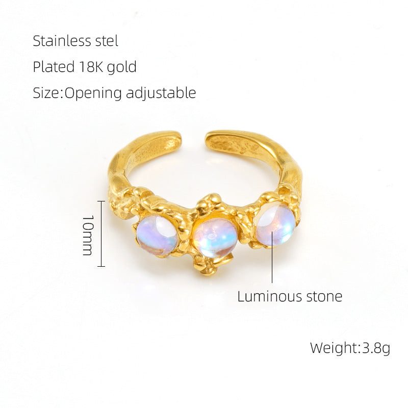 Wholesale  titanium steel luminous stone opening ring