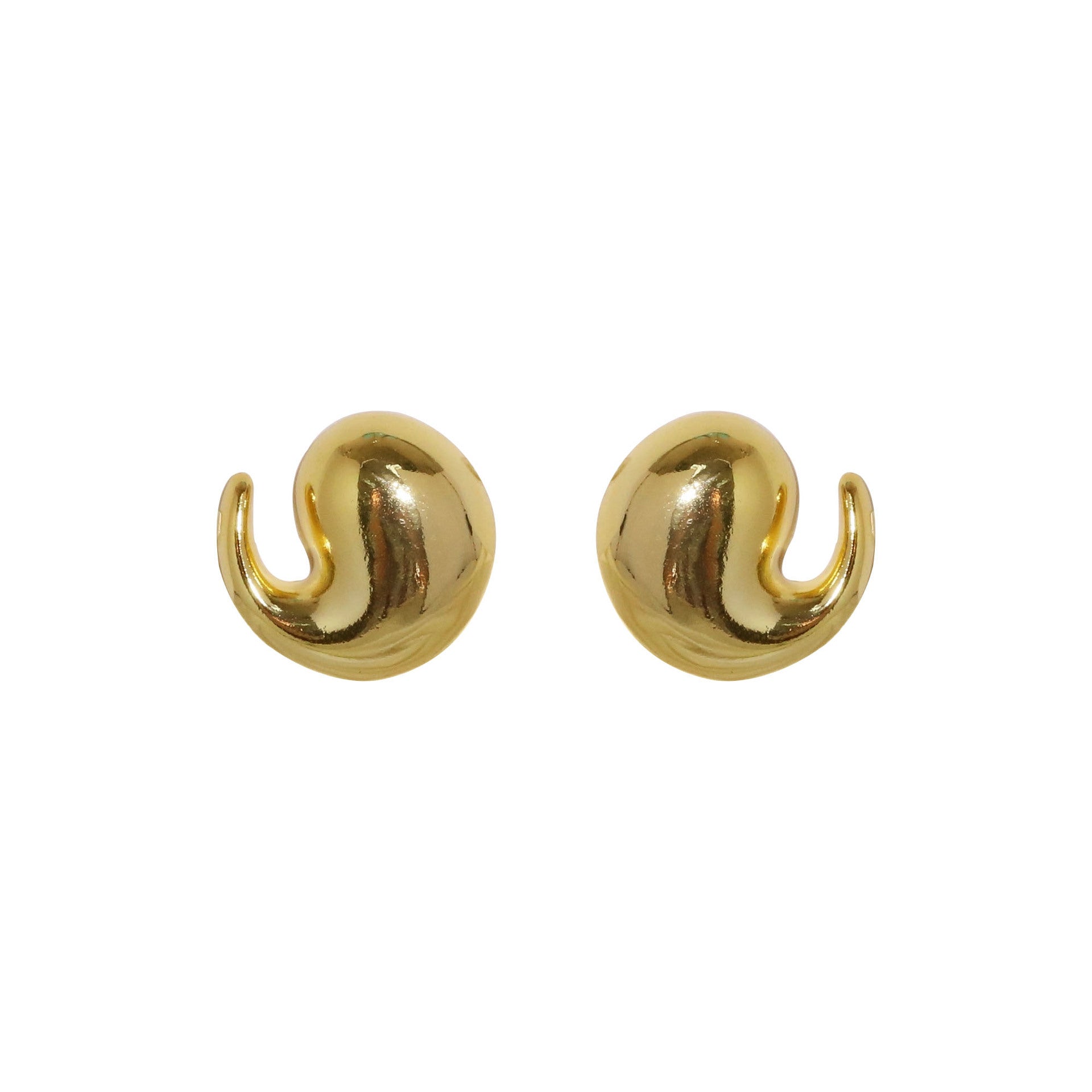 Wholesale  18k golden brass smooth comma pig tail earrings