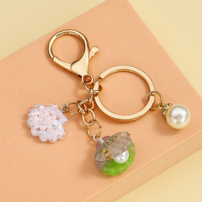 Wholesale Acrylic Pearl Shell Keychain ACC-KC-RongRui036