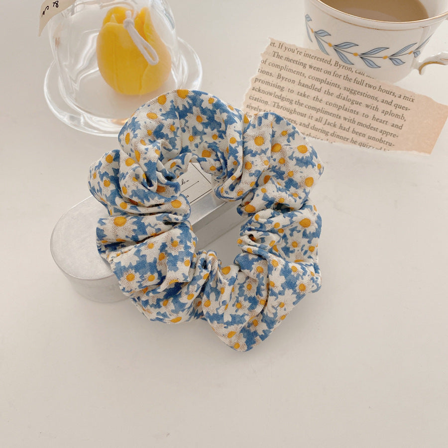 Wholesale Blue Plaid Hair Rope Floral Polka Dot Hair Ring Hair Scrunchies ACC-HS-Weim003