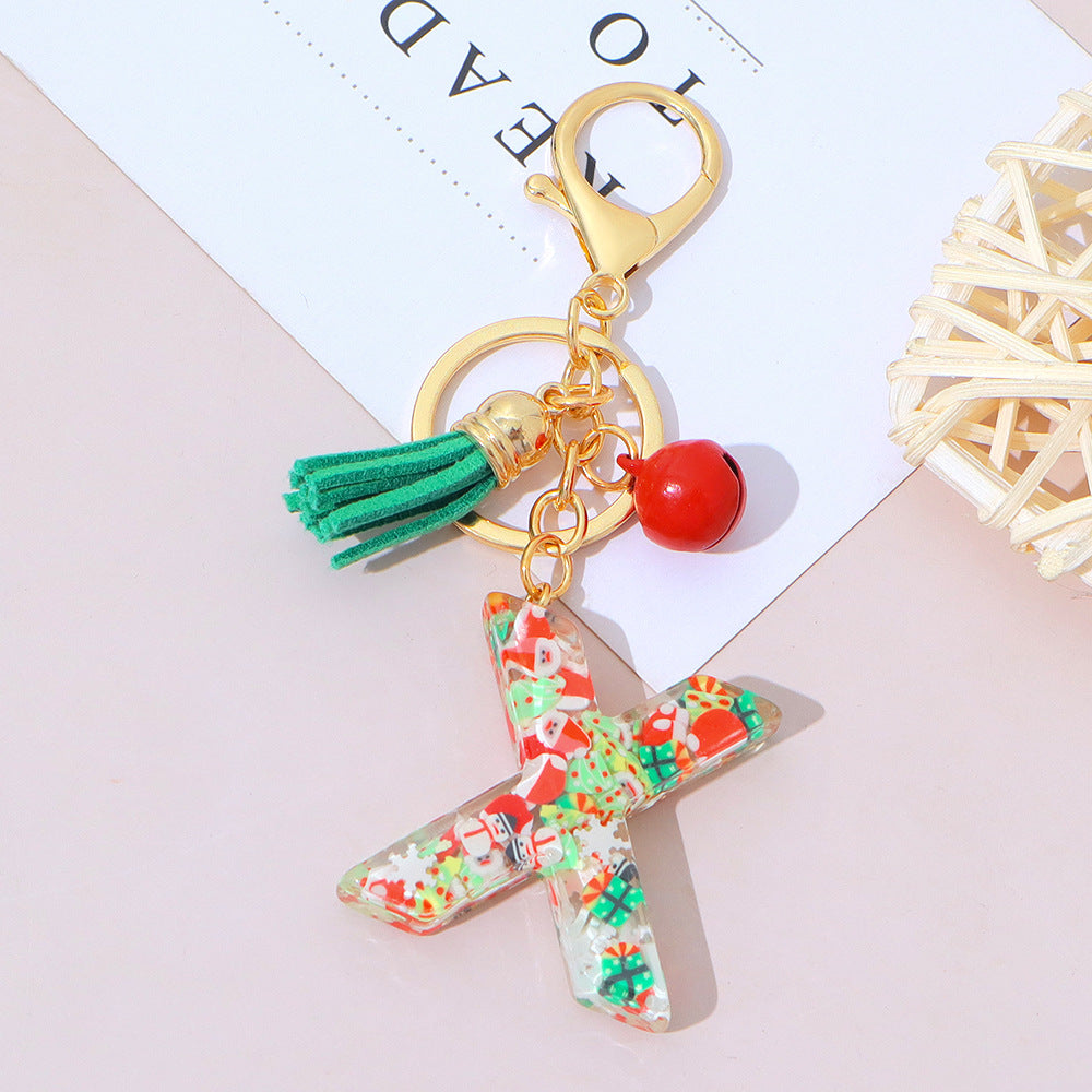 Wholesale Resin English Letter Keychain with Tassel Festive Holiday Party Bag Charm