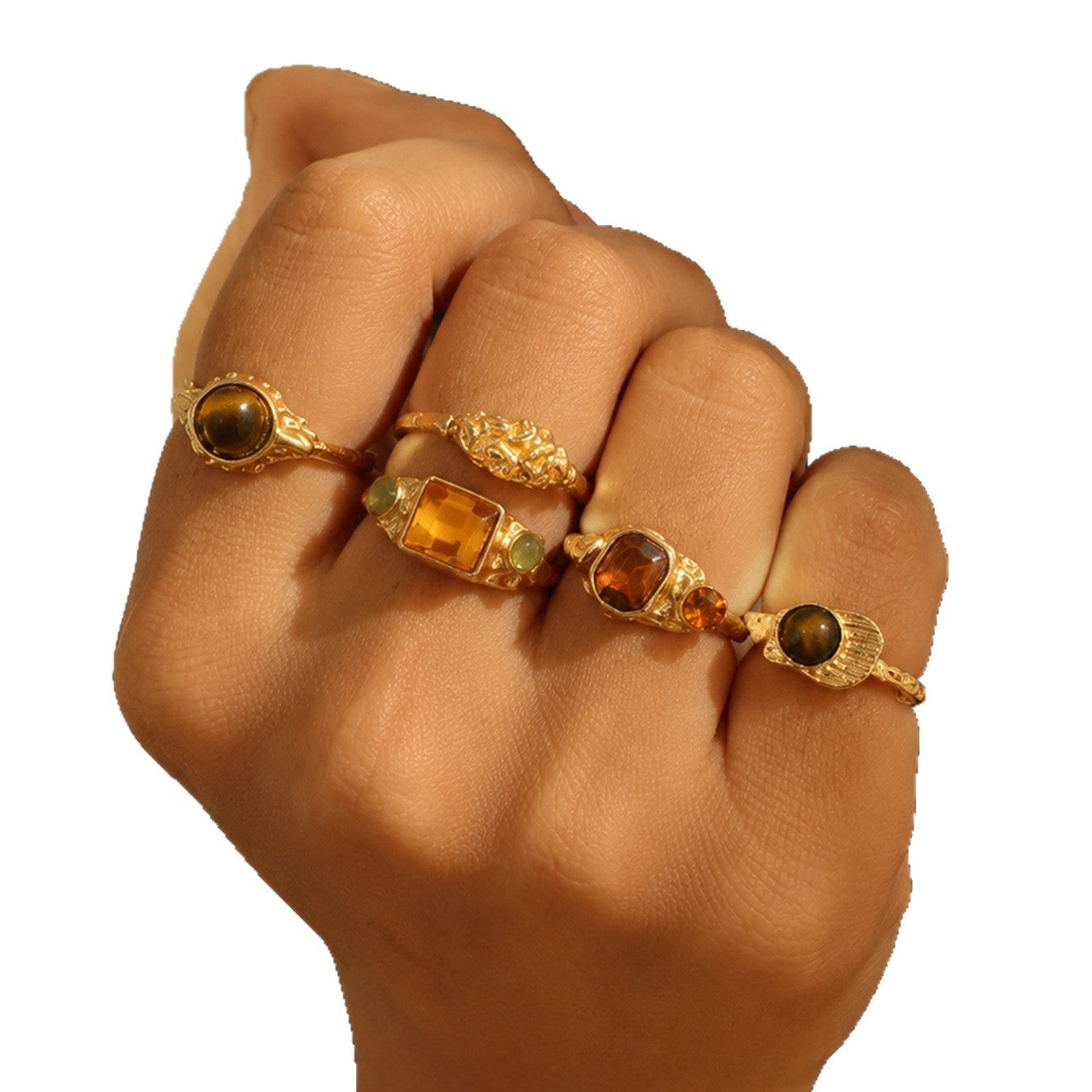 Wholesale Vintage Maillard Alloy Rings 5 Piece Set Women S Fashion Jewelry Accessory Gift