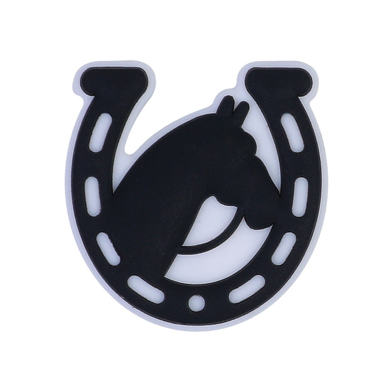 Wholesale of 20pcs Western Style Denim Cow Head Silicone Beads Focal Beads ACC-BDS-HCX007