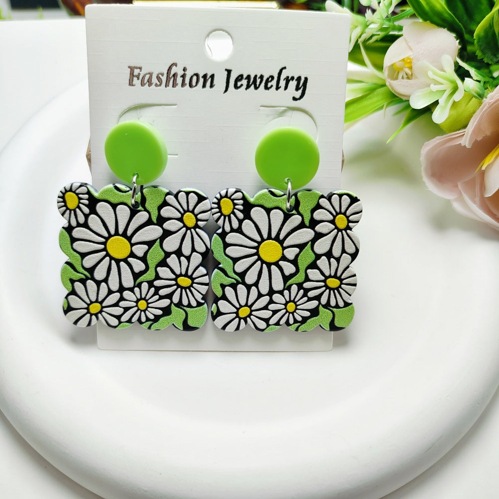 Wholesale Acrylic Creative Flowers Acrylic Earrings ACC-ES-Qiyu014