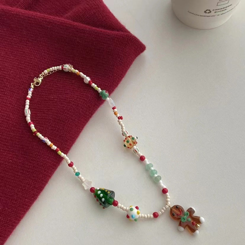 Wholesale Christmas style glass beaded necklace