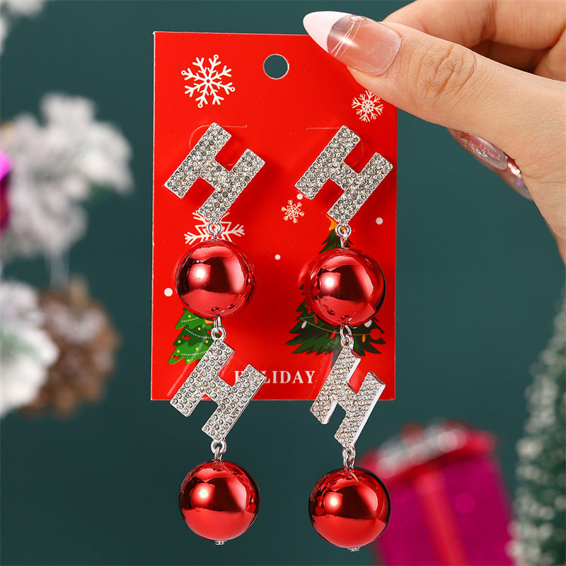 Wholesale  cartoon diamond Christmas tree old man elk pendant Christmas earrings