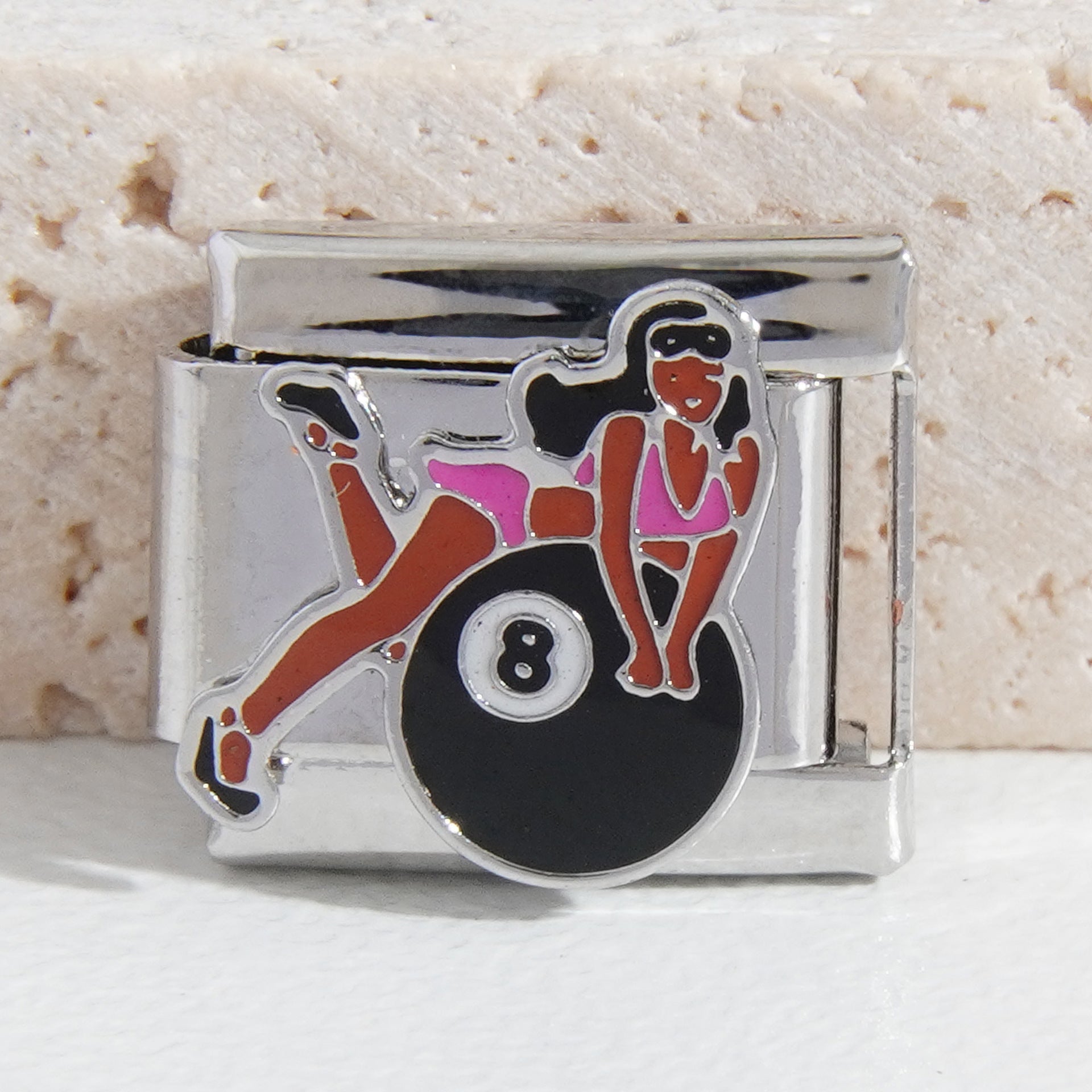 Wholesale Italian Charm Bracelet 9mm DIY Splicing Billiard Series Stainless Steel Composable Bracelet