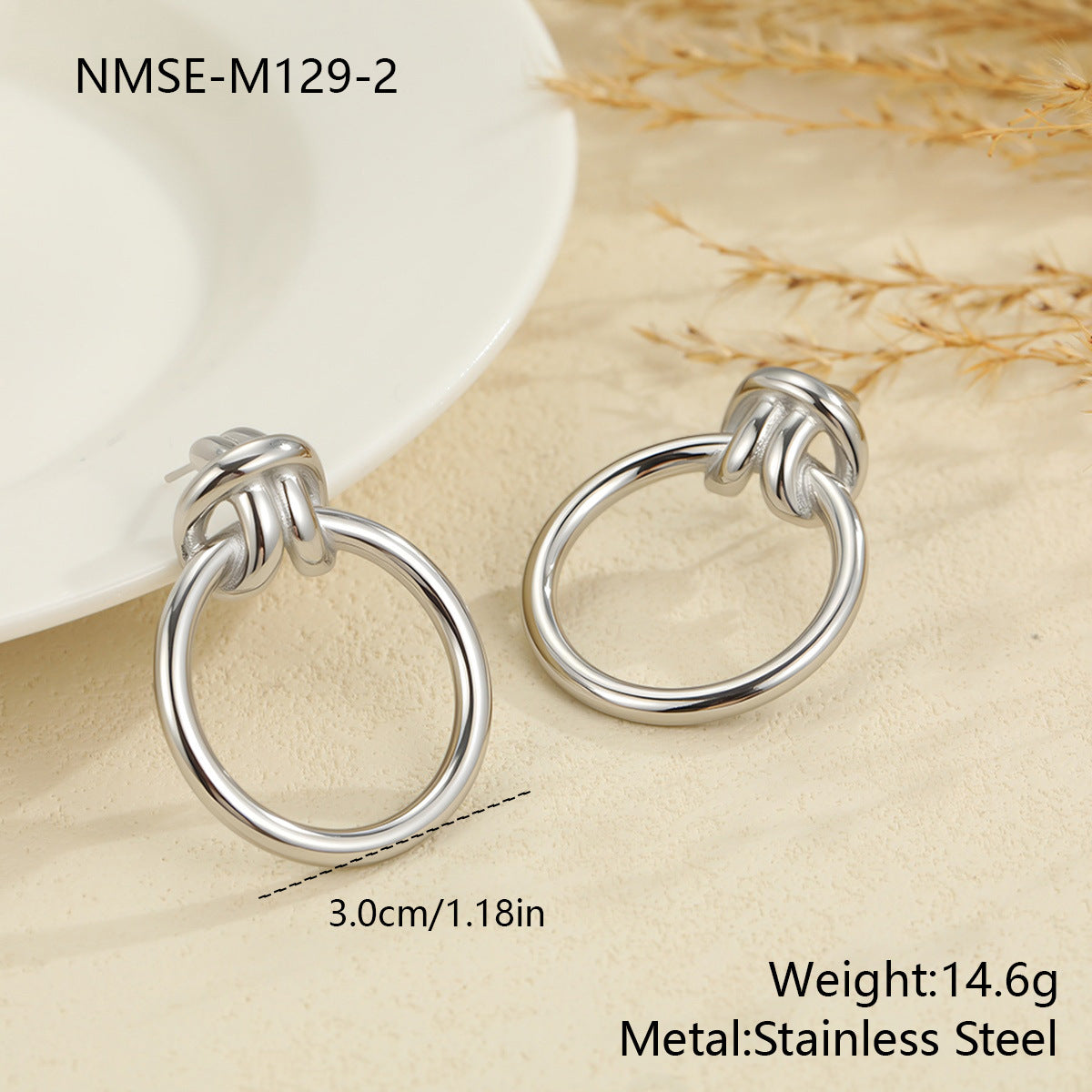 Wholesale Women' s stainless steel large circular geometric earrings