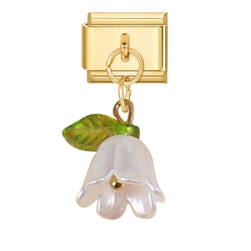 Wholesale 9mm Italian Charm Starter Bracelets DIY flower Single Section Creative Stainless Steel Composable Bracelet