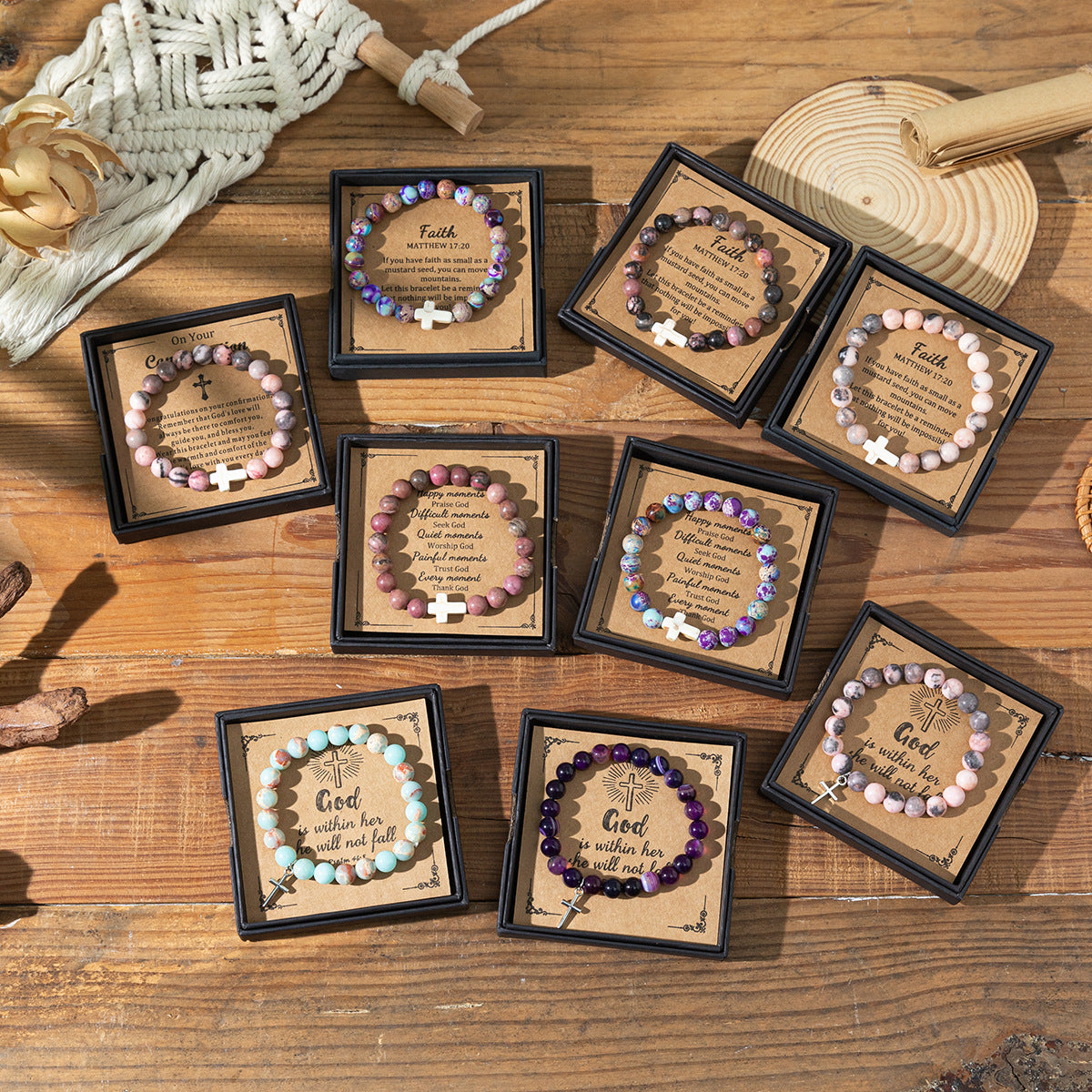 Wholesale jewelry cross pink zebra stone beads bracelet