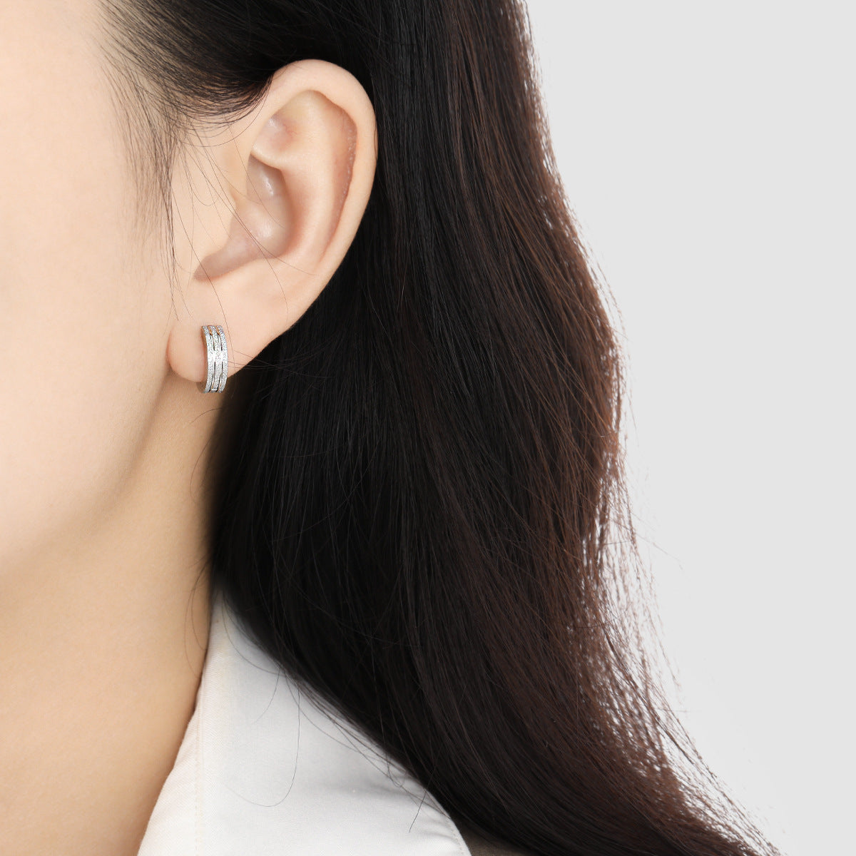 Wholesale double-line frosted ear buckle titanium steel  earrings