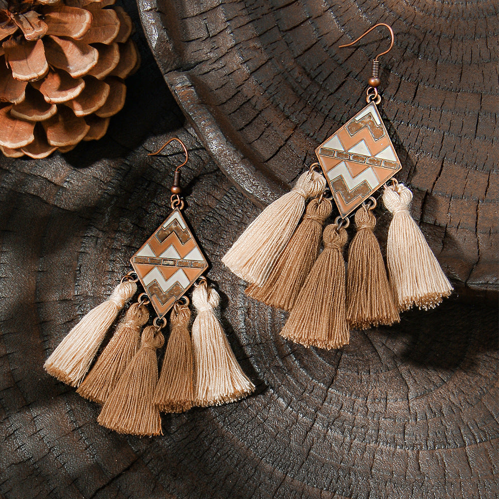Wholesale Ethnic Style Tassel Earrings,  Retro Tribal Design Trendy Fashion Accessory for Party Wear
