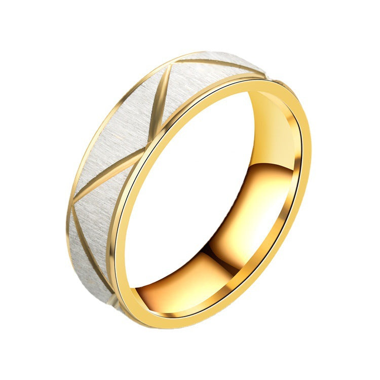 Wholesale Stainless Steel Ring Two-color K-gold Couple Ring
