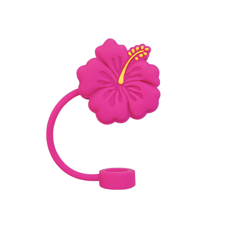 Wholesale 10pcs 10mm Flower Silicone Straw Cover Straw Plug Cup Decoration Straw Tube Cap ACC-SCR-WDX002