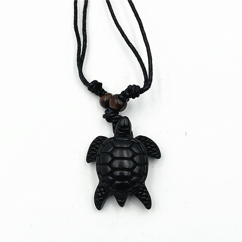 Wholesale Vintage Turtle Necklace Carved Turtle Pendant Resin Sweater Chain ACC-NE-ShuangDe001