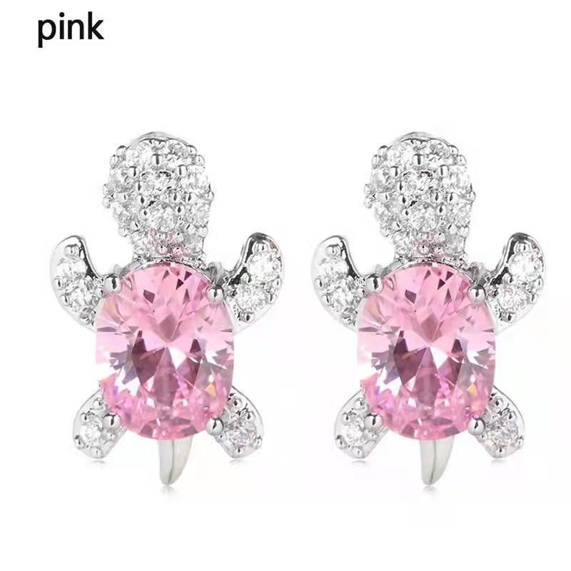 Wholesale Cartoon Colored Diamond Gemstone Turtle Alloy Earrings ACC-ES-JYS001