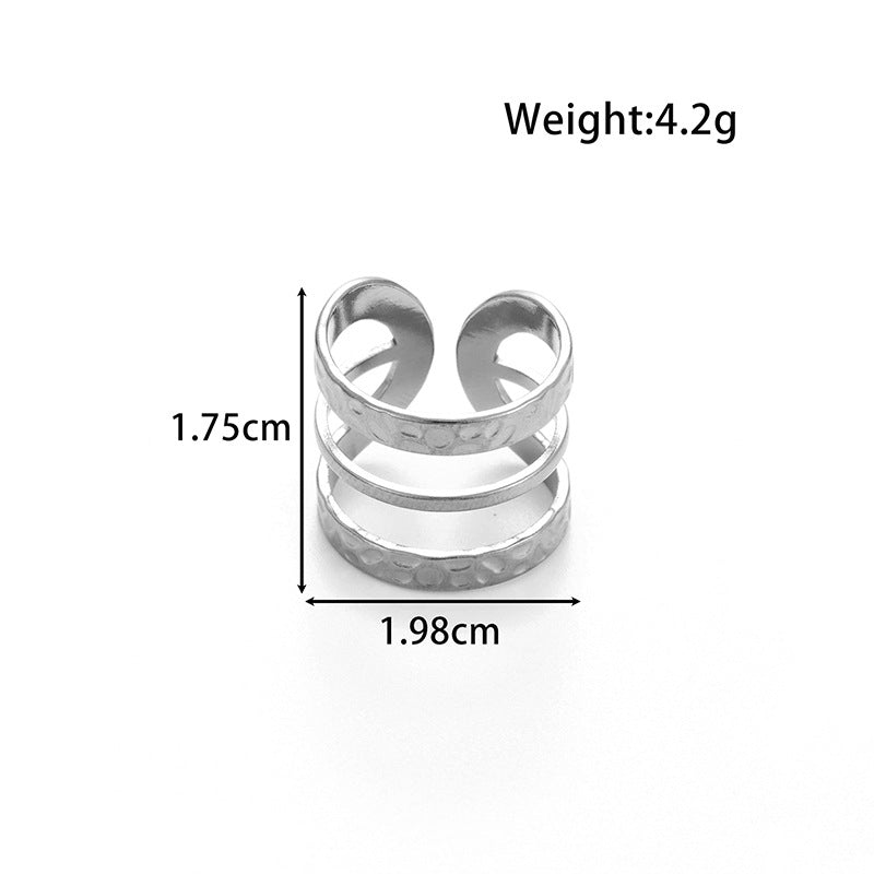 Wholesale Titanium steel exaggerated wide version fashion  light luxury smooth metal line opening adjustable ring