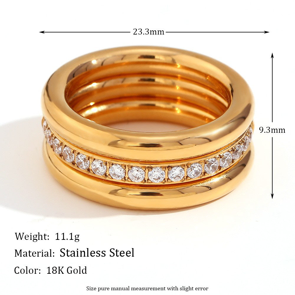Wholesale Trendy Niche Design Stainless Steel 18K Gold Plated Zircon Jewelry Set,  Everyday Wear for Women