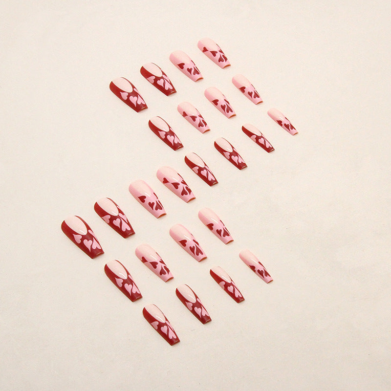 Wholesale 24 Pieces/box Valentine's Day Red Love Nails Kits Nail Stickers ACC-NS-QiHeng010