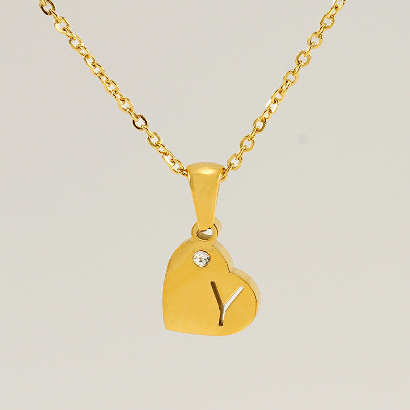 Wholesale Diamond Heart Letter Necklace ACC-NE-ZhongYao005