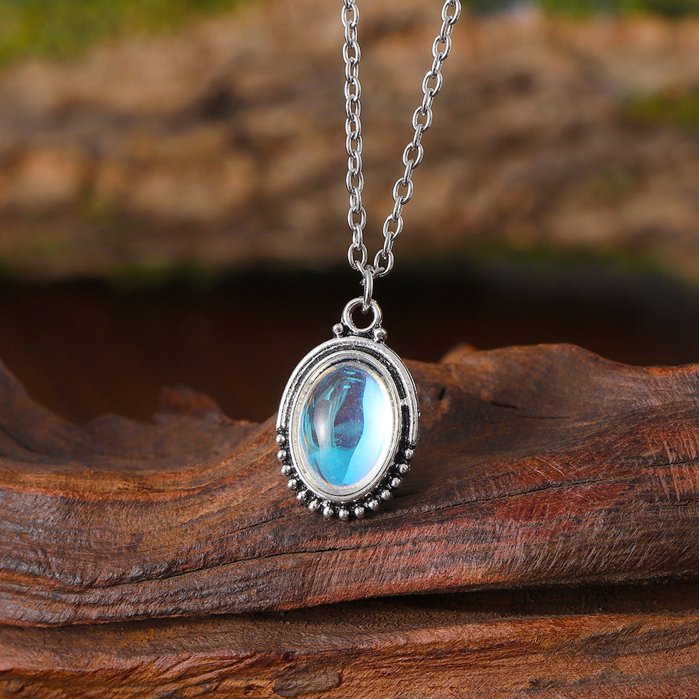 Wholesale Retro  Light Oval Zircon Necklace
