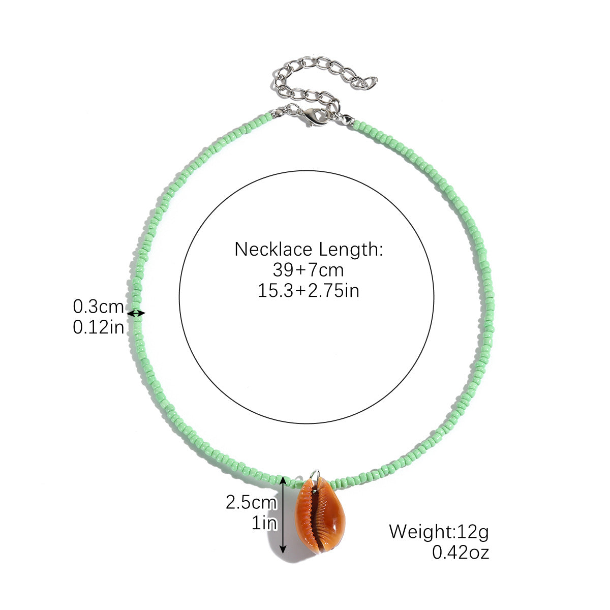 Wholesale Ocean Style Conch Colorful Rice Beads Beaded Shell Necklace ACC-NE-ManYi010