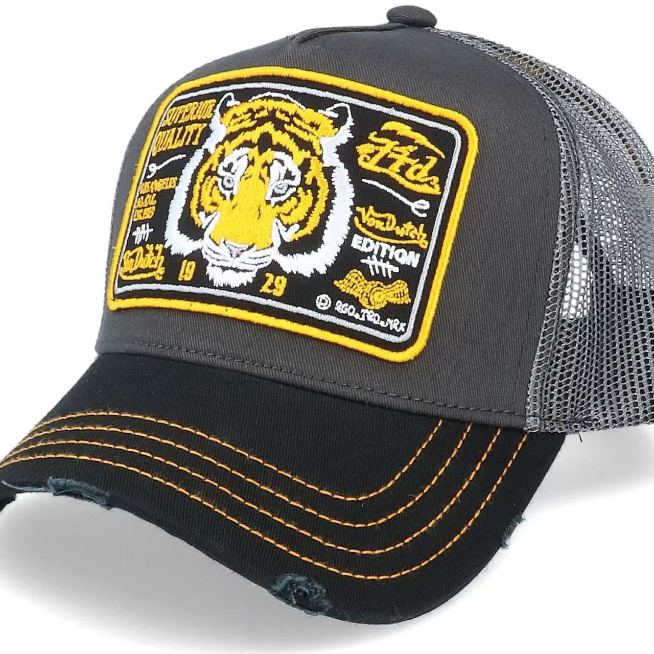 Wholesale Cheetah Print Embroidered Mesh Trucker Cap Red Sun Protection Baseball Hat Trendy Gift Resale