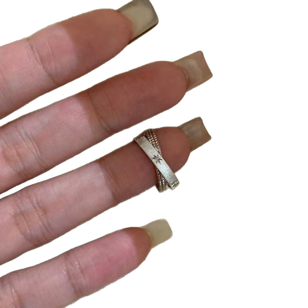 Wholesale Gold Plated Copper Star Ring,  Brushed Vintage Design,  Women' s Jewelry Accessory