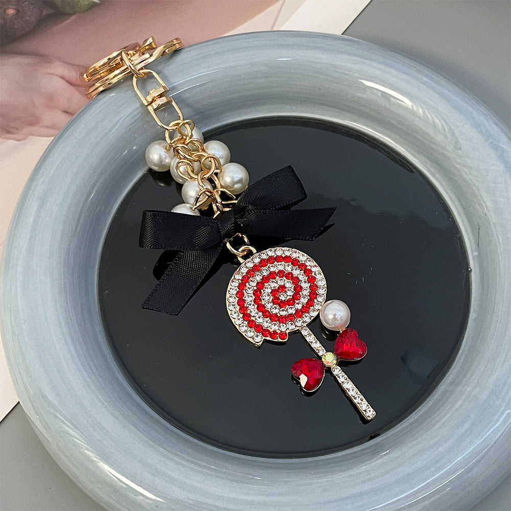 Wholesale Diamond Bow Pearl String Lollipop Car Keychains ACC-KC-ChenHui006