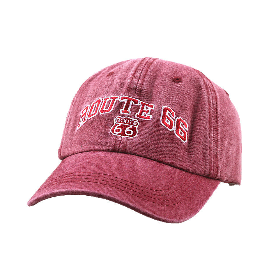 Wholesale Stylish Black Baseball Cap with Route 66 Letter Embroidery,  Outdoor Sun Protection Hat for Sports,  All-Season Casual,  Boutique Resale