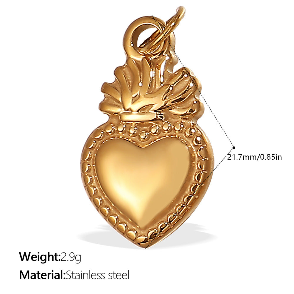 Wholesale  Variety of Peach Heart Stainless Steel Pendant Accessories Collection Lava Diamond Heart DIY Necklace Jewelry