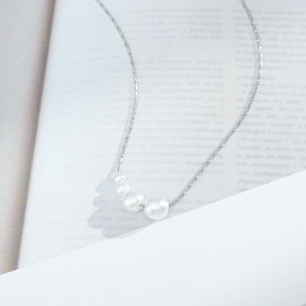 Wholesale Korean Simple Pearl Necklace Gold-Plated Titanium Steel Fashion Accessory for Boutique Resale