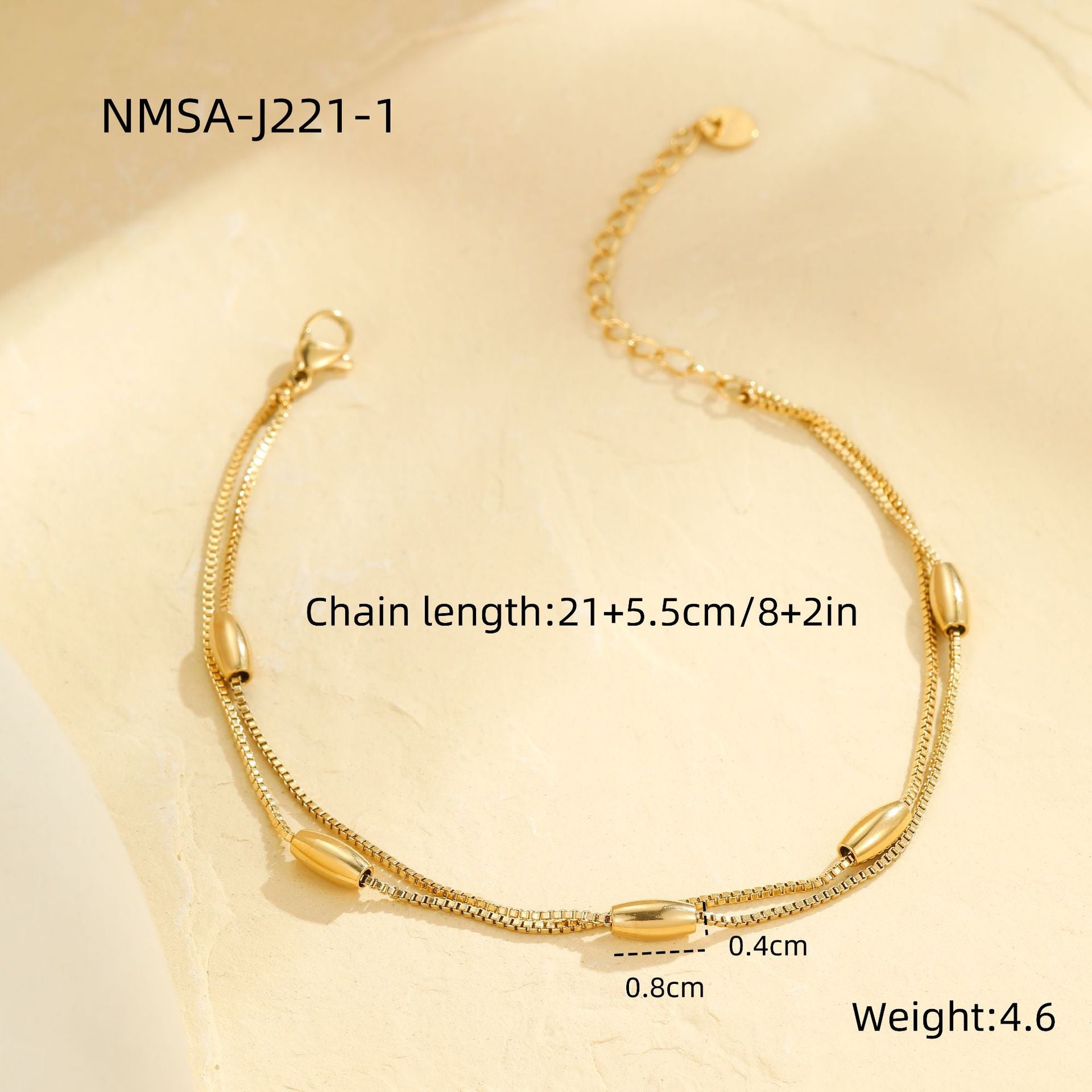 Wholesale Stainless steel beach metal multi-layer stacked anklet suit