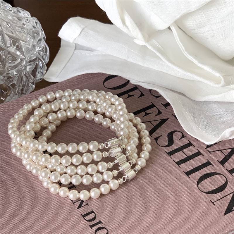 Wholesale Pearl Bracelet S925 Sterling Silver Magnetic Buckle Bracelet